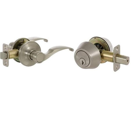 CALLAN Callan KI3001R Kendall Series Grade 3 Keyed Entry Lever & Single Cylinder Deadbolt Set; Satin Nickel KI3001R